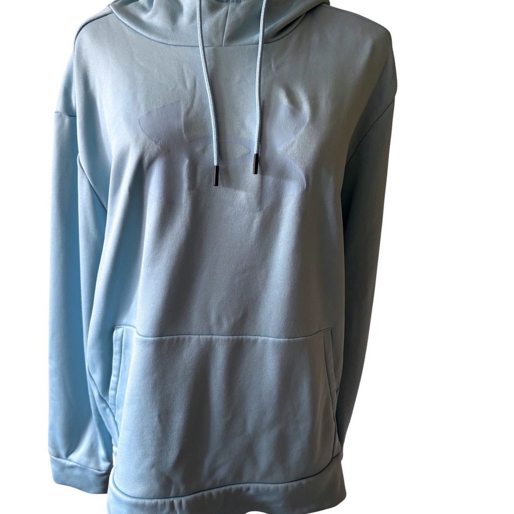 Under Armour Womens XL Light Blue Rival Fleece Big Logo Loose Pullover Hoodie